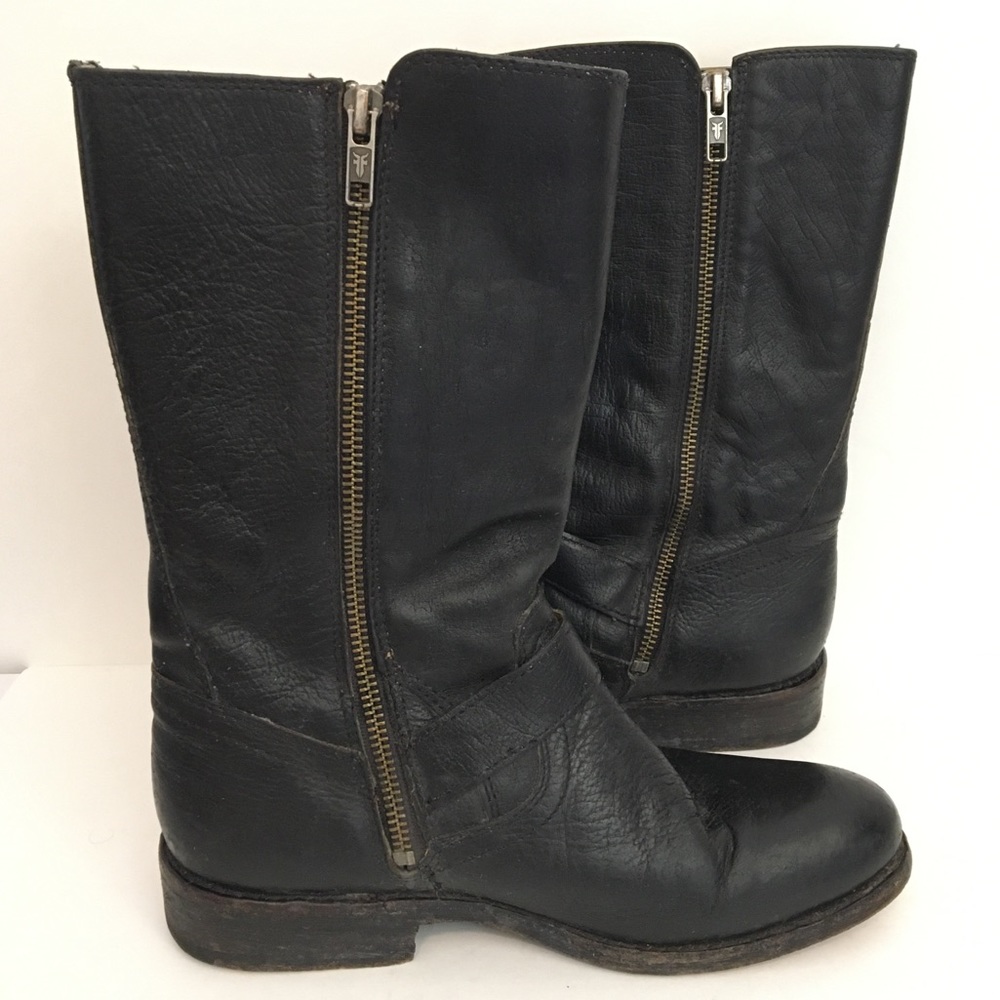Black Leather Buckle Boots - Picture 6 of 9